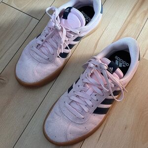 Pink and navy blue adidas sneakers